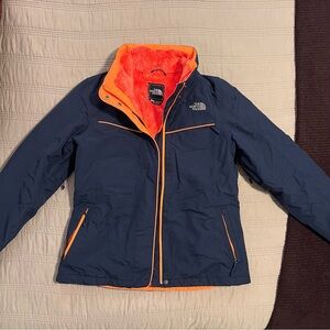 The North Face Women's Navy and Bright Orange Ski Jacket